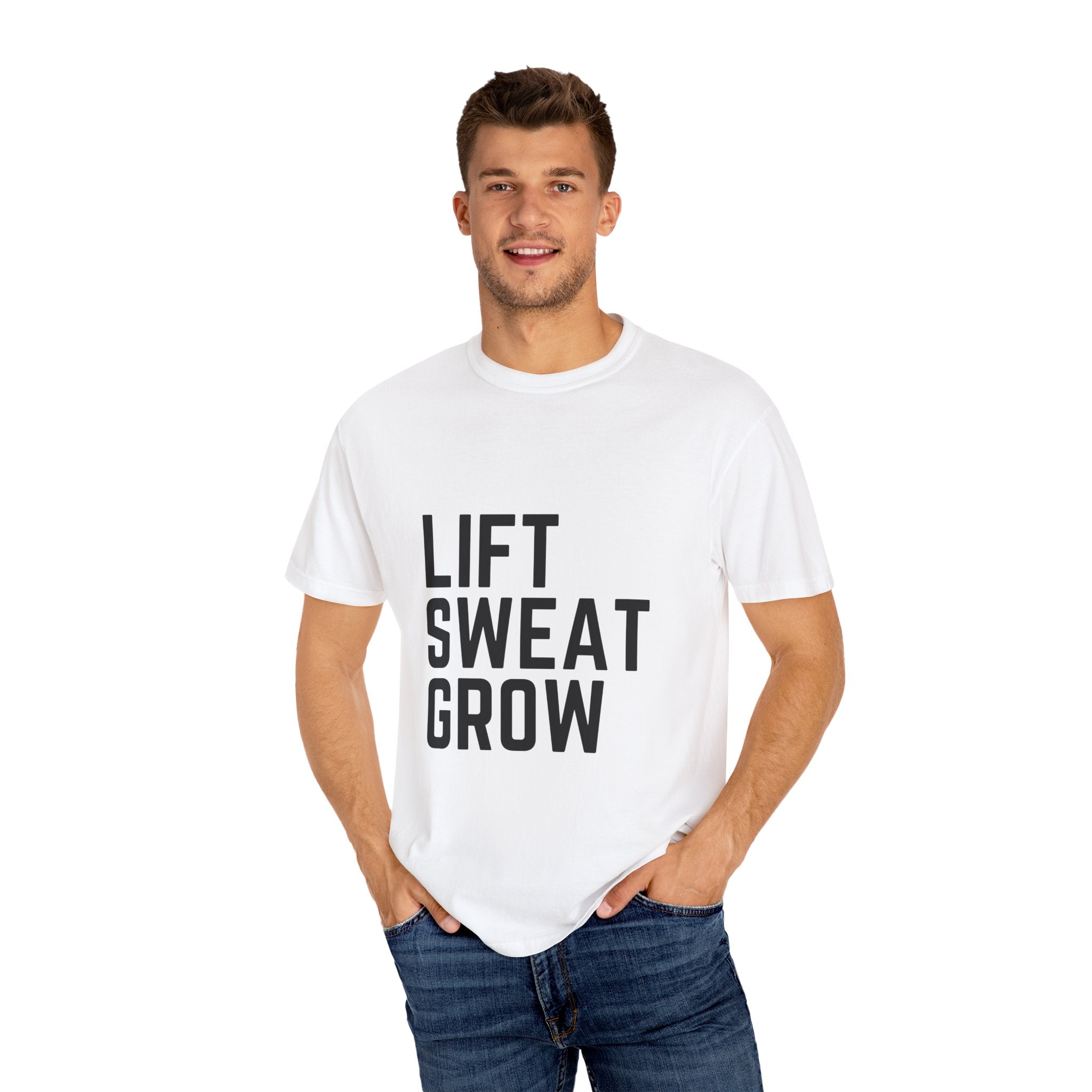 Unisex Fitness Motivational T-Shirt - Lift Sweat Grow, Gym Apparel, Workout Gift, Athletic Wear, Casual Style, Inspirational Tee