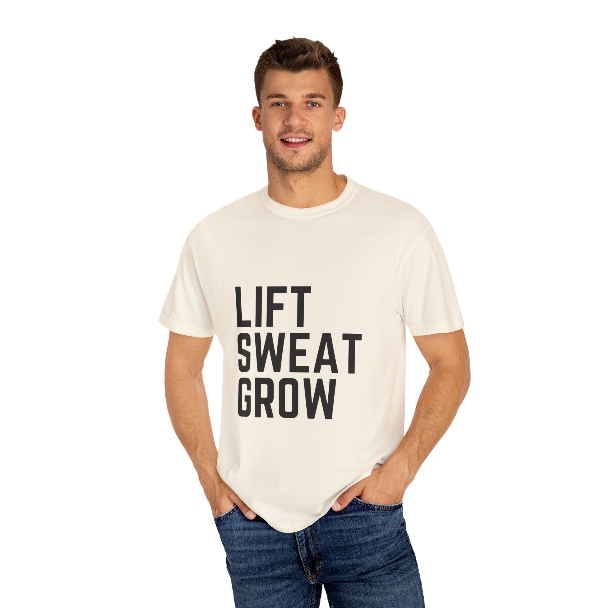 Unisex Fitness Motivational T-Shirt - Lift Sweat Grow, Gym Apparel, Workout Gift, Athletic Wear, Casual Style, Inspirational Tee